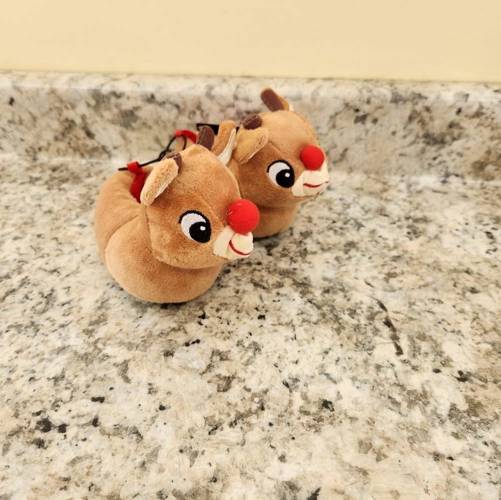 NWT Rudolph the Red Nosed Reindeer Kids Baby Slippers House Shoes Christmas Sz 1 - Picture 4 of 10